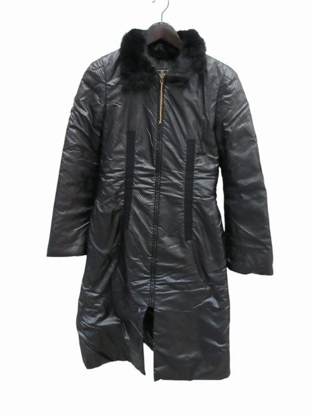 Fendi Long Coat Mink Nylon Padding Black IT 40